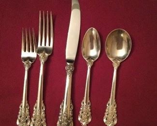 Wallace Sterling Silver Grande Baroque.  5 piece place setting.  Service for 12.  No monogram. 