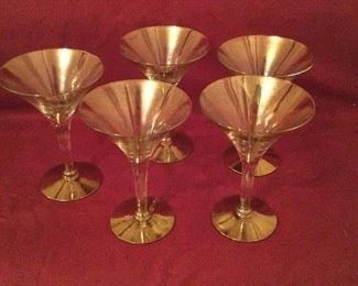 Dorothy Thorpe gold fleck cocktail glasses.  There are 5.  6 1/2”. 