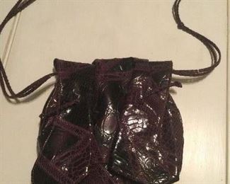 Vintage Carlos Falchi snakeskin purple crossbody bag.  
