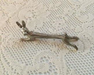 Antique silver plate bunny knife rest