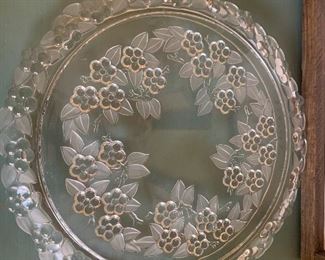 Glass holly serving dish