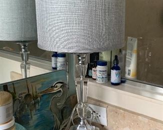 Glass lamp with grey shade