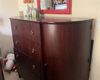 Large Mahogany Dresser with tons of storage. Matching 4 poster bed 