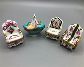 Limoges Trinket Box and Dainty Chairs
