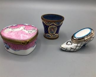 Limoges Trinket Boxes and Petite Vase