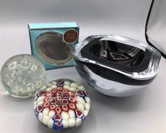 Paperweights and Signed Bowl