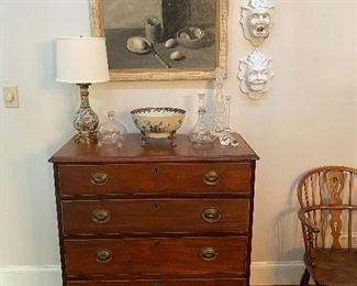 19th C. English Chippendale Style 4 Drawer Chest 