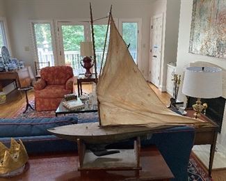 Antique Copper Sailboat on stand 
