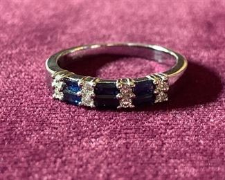 Lot #008---14kw Diamond & Sapphire Ring, total diamond weight: 0.12ct, sapphire weight: 0.54ct, price: $230