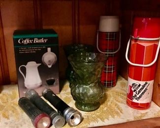 thermoses, flashlights, and water jugs