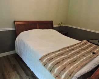 Queen bed with wood head and foot board