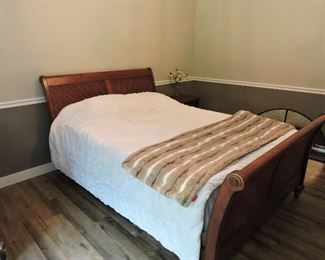 Queen bed with wood head and foot board