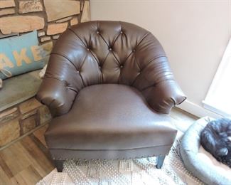 Side chair brown leather