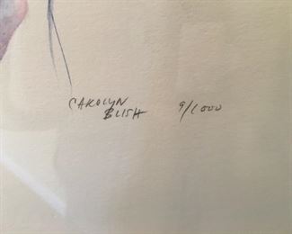 Carolyn Blish Artist "Girl in Tree' Numbered 9/1000. Framed and matted. Carolyn Blish was noted for her landscapes.