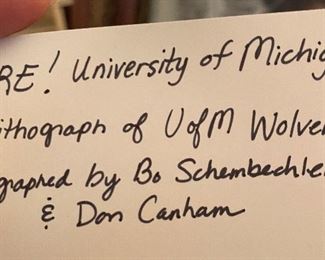 RARE Vintage Print of the University of Michigan Wolverine! Autographed by Bo Schembechler and Don Canham!