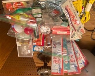 Vintage, unopened fishing lures, bobbers and hooks!