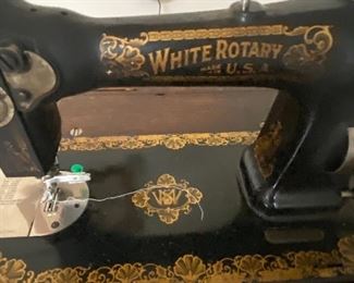 Antique White Rotary Treadle Sewing Machine from early 1900