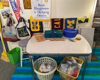 U of Michigan and Calvin College Memorabilia, Vintage Dining Table, Political Signage, Vintage Rotary Banner