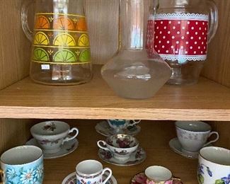 Vintage Glass Pitchers, Teacups