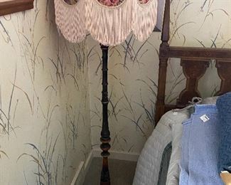 Antique Floor lamp with Fringe Lamp Shade!