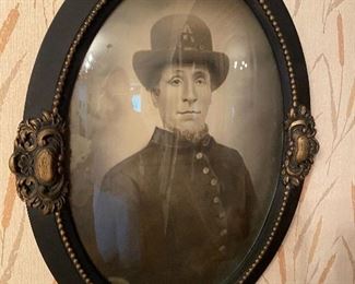 Interesting Old Photograph in Antique Oval Frame with Domed Glass