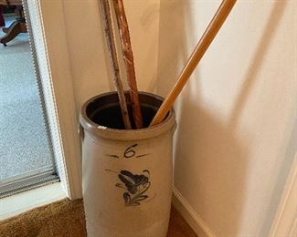 Large Crock, Misc. Walking Canes