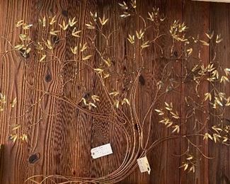 Vintage Curtis Jere Mixed Metal Bamboo Tree Wall Hanging Sculpture 