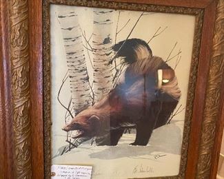 RARE Vintage Print of the University of Michigan Wolverine by R. Dorman! Autographed by Bo Schembechler and Don Canham!