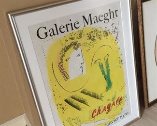 Signed Chagall poster from  exhibition of his work in 1969/70.