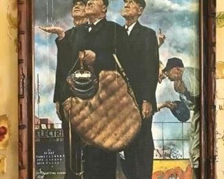 Norman Rockwell print, "3 Umpires", New York Yankees vs Brooklyn Dodgers. 
