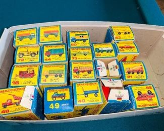 Vintage matchbox cars in boxes