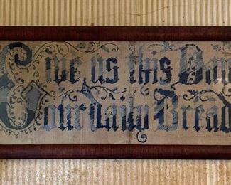 C1880 punched paper embroidery, “Give us This Day Our Daily Bread”