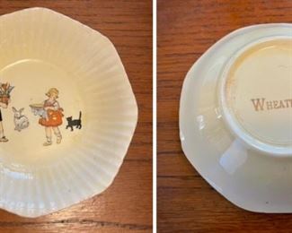 This 1920s children's bowl was an advertising premium from Wheaties cereal. It's 6" diameter,