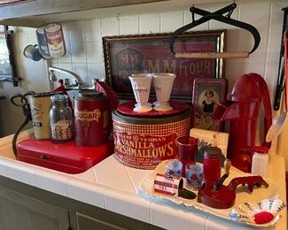 A sampling of our antique advertising tins - so many more that are not in the photos