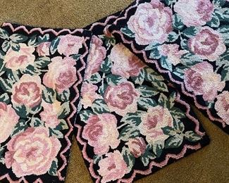 Hand hooked rose floral rugs