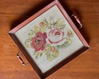 Needlepoint handled tray