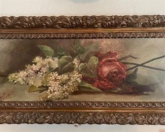 1893 Oil painting on canvas dated and signed, 25” x 22”, canvas 21” x 8”