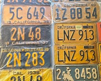 Vintage car license plates