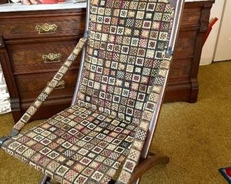 Victorian tapestry sling chair