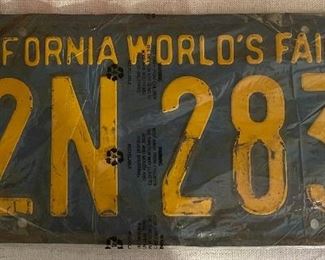 1939 California World’s Fair vehicle license plate