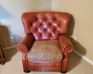 Large leather club chair recliner
