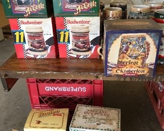 Twenty Budweiser steins, 8 in boxes
Other collectible steins 

$15 a piece. Or $285 lot