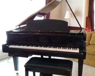Wurlitzer polished ebony Baby Grand Piano Model C153 with Baldwin Concert Master Complete Player System and Bench