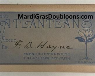 https://www.ebay.com/itm/114918154966	ME7029A Atlanteans Admit 1916 for Rex King 1904 Antique Mardi Gras Krewe

