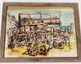 0074 Chaim GROSS, Beach House WC Painting