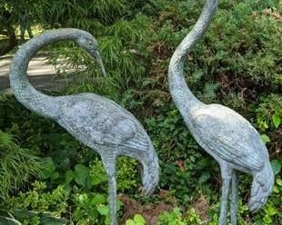 0131 Pair Bronze Cranes