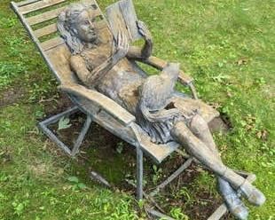 0132 Large Bronze Reclining Woman Reading