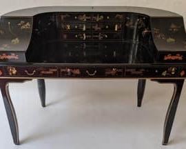 0187 Asian Black Lacquered Carlton House Desk
