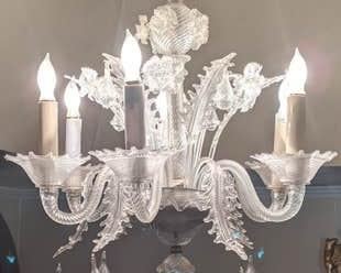 0195 Italian Murano Glass Crystal Chandelier