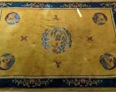 0301 Chinese Nichols Style Dragon Medallion Blue Gold Carpet